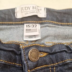 Judy Blue Skinny Straight Classic‎ Blue Denim Jeans Sz 15 Waist 32 Stretch Dark